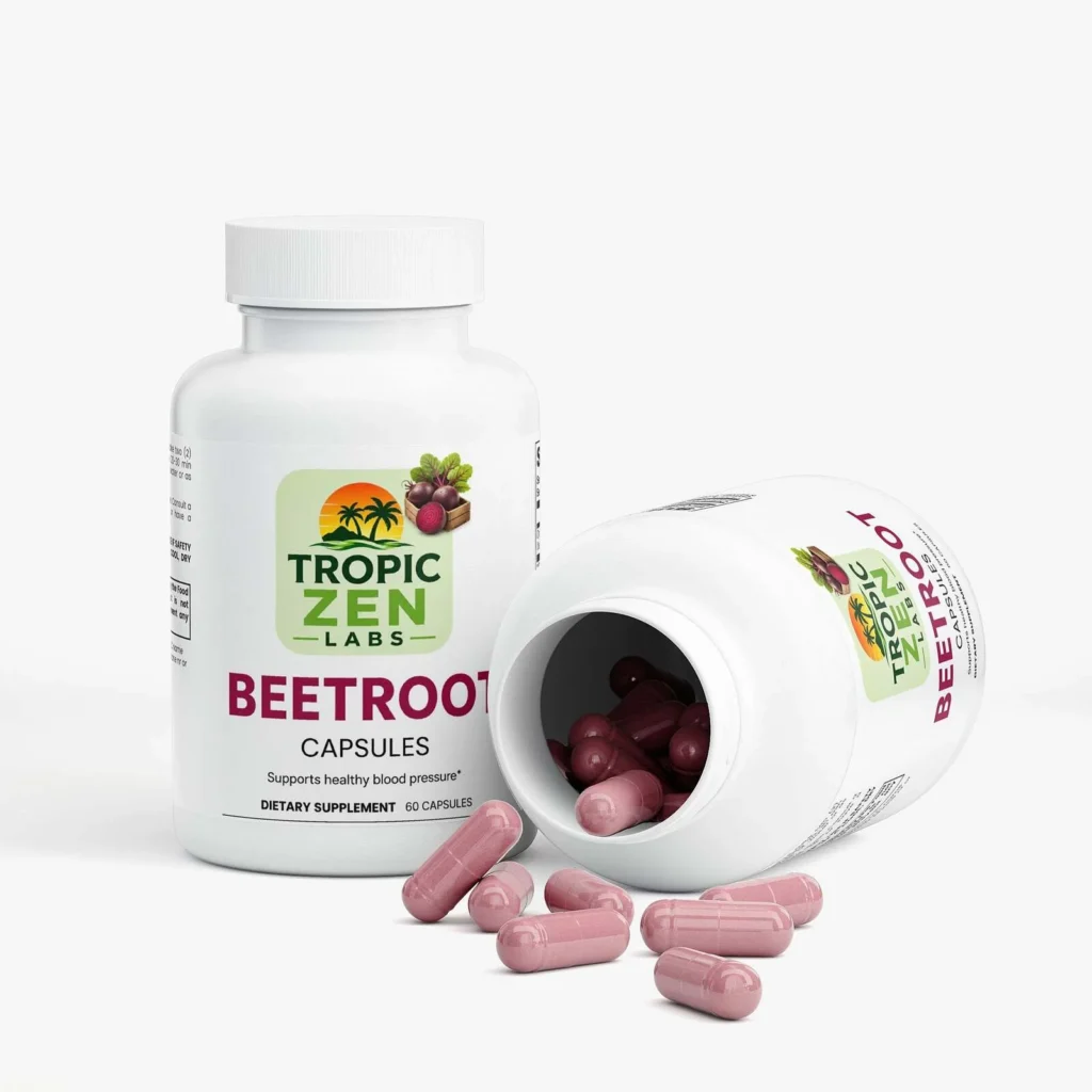 Beetroot supplement bottle by TropicZen Labs