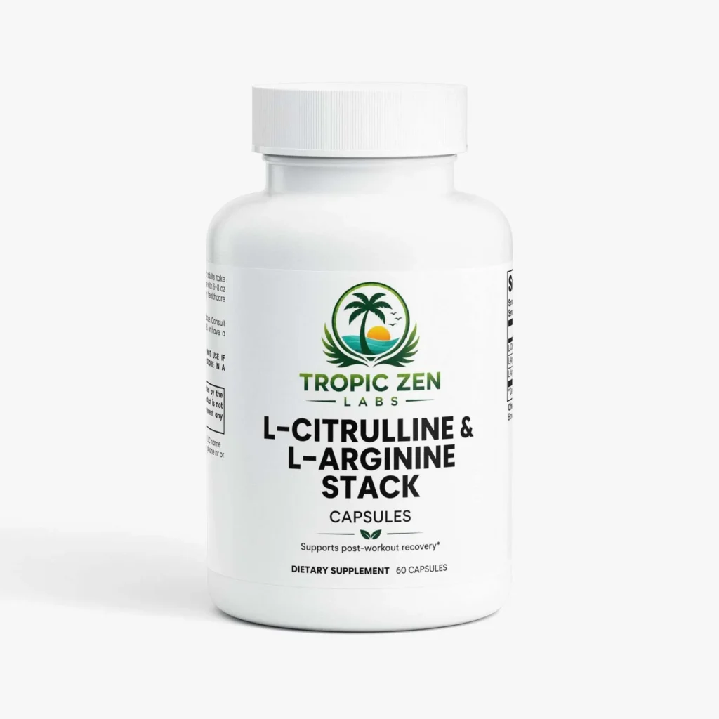 L-Citrulline & L-Arginine Stack supplement bottle by TropicZen Labs