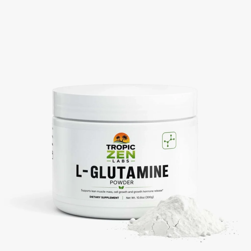 L-Glutamine supplement bottle by TropicZen Labs