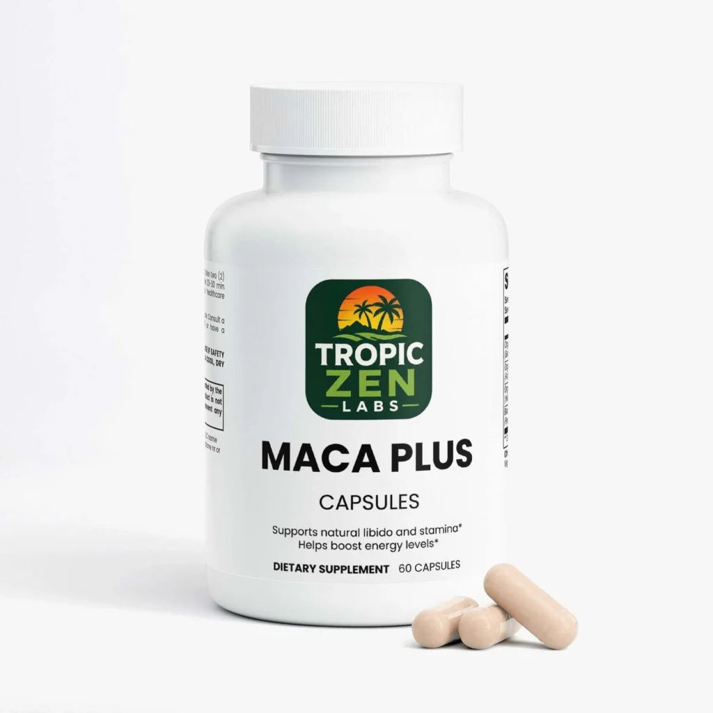 Maca Plus supplement bottle by TropicZen Labs