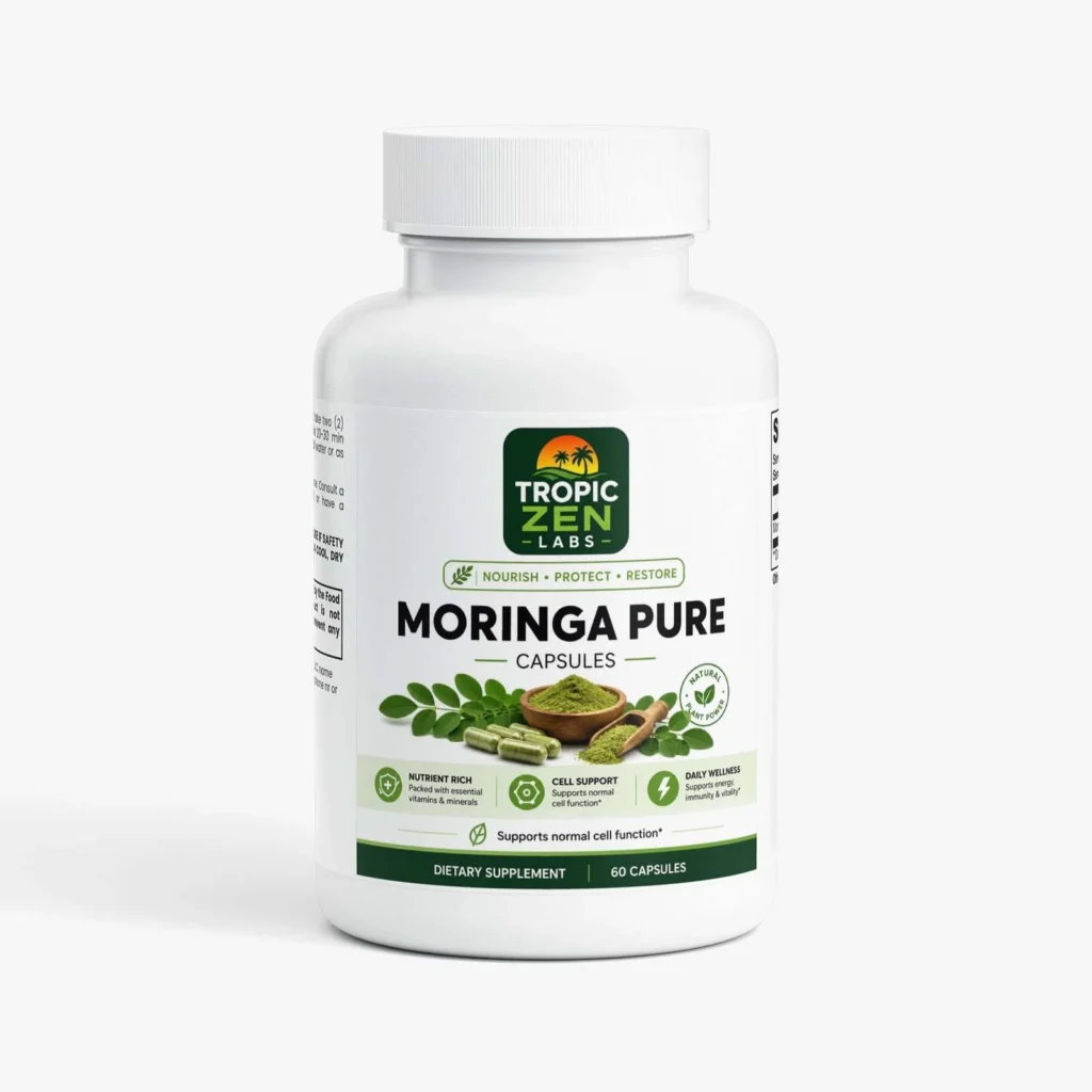 Moringa Pure supplement bottle by TropicZen Labs