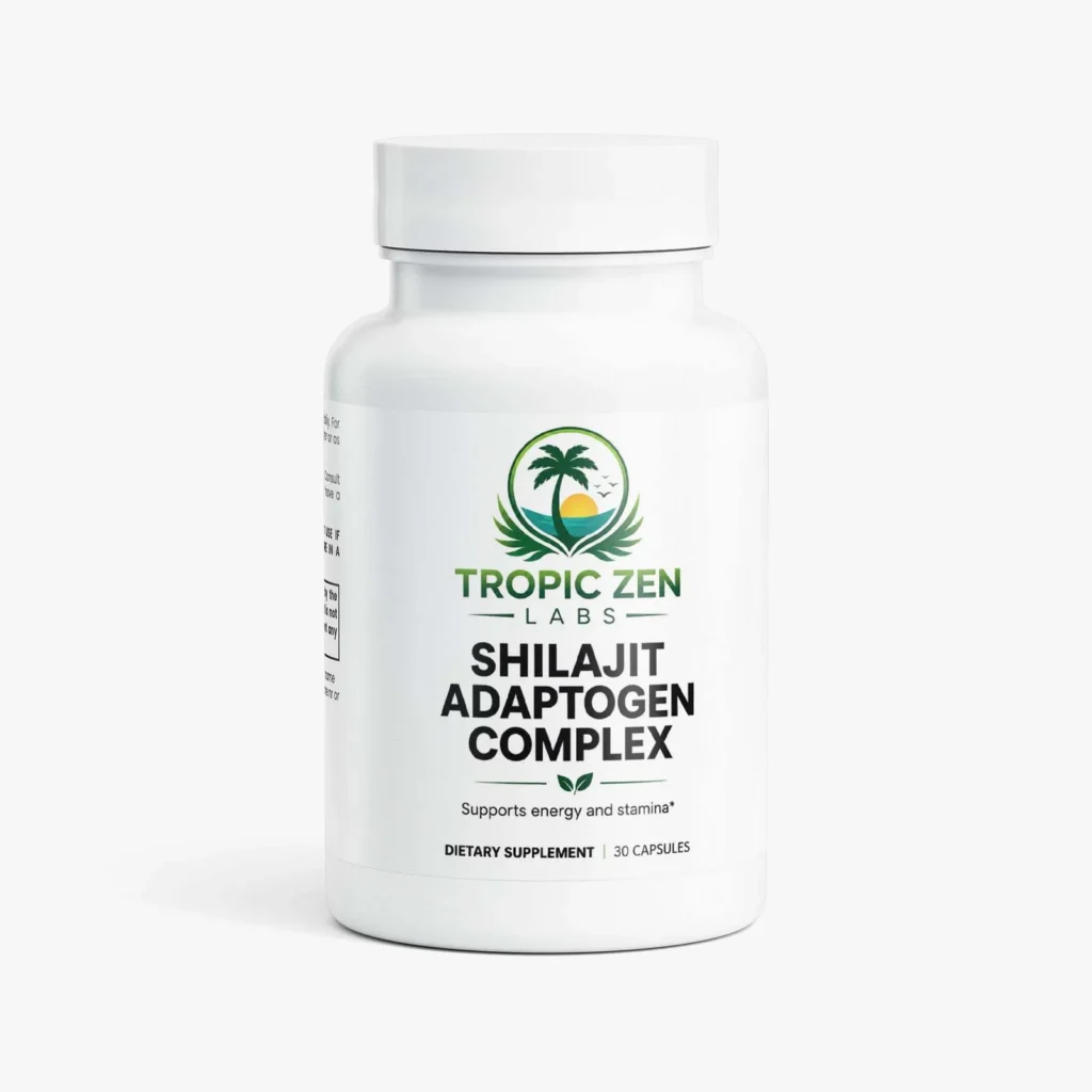Shilajit Adaptogen Complex supplement bottle by TropicZen Labs