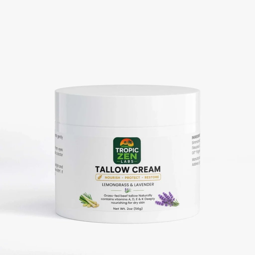 Tallow Cream Lemongrass & Lavender supplement bottle by TropicZen Labs