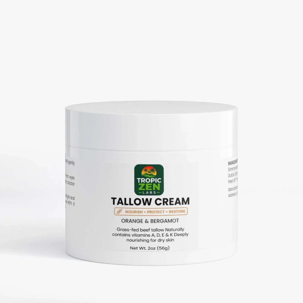 Tallow Cream Orange & Bergamot supplement bottle by TropicZen Labs