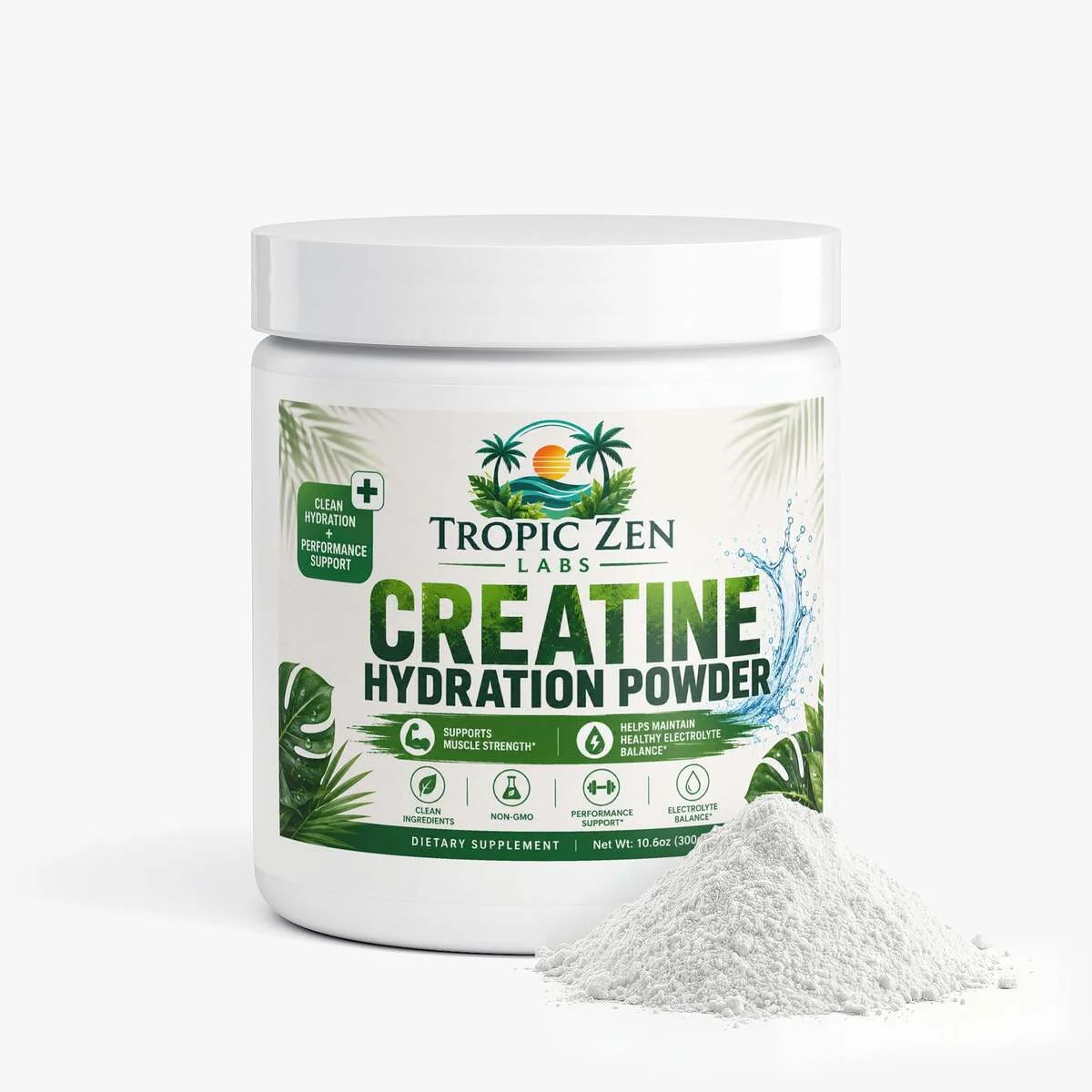 Creatine Hydration Powder wellness product lifestyle image by TropicZen