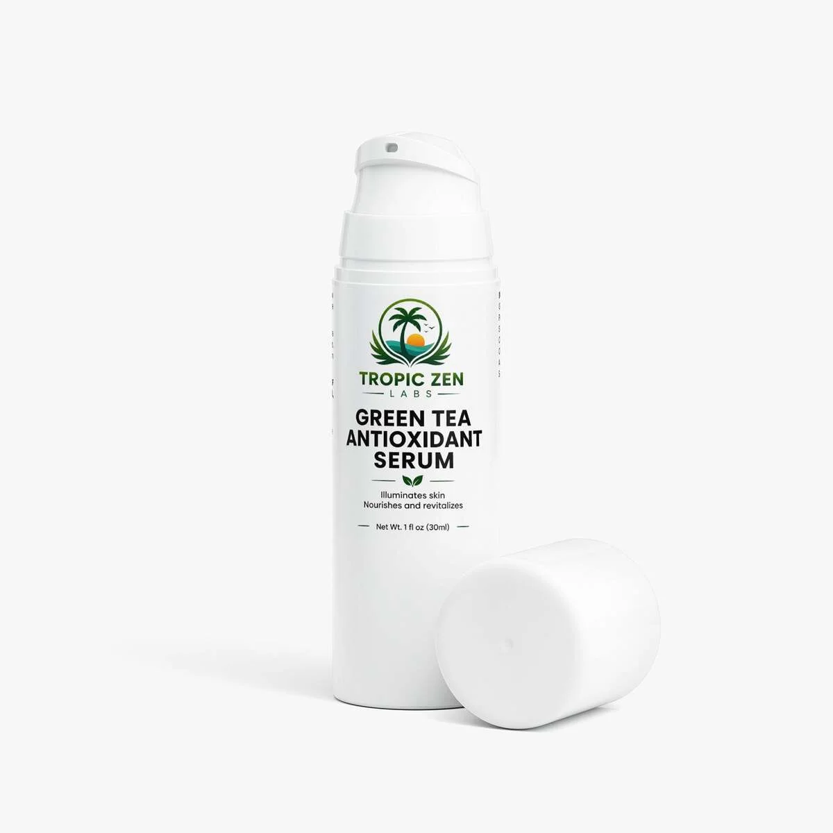 Green Tea Antioxidant Serum wellness product lifestyle image by TropicZen