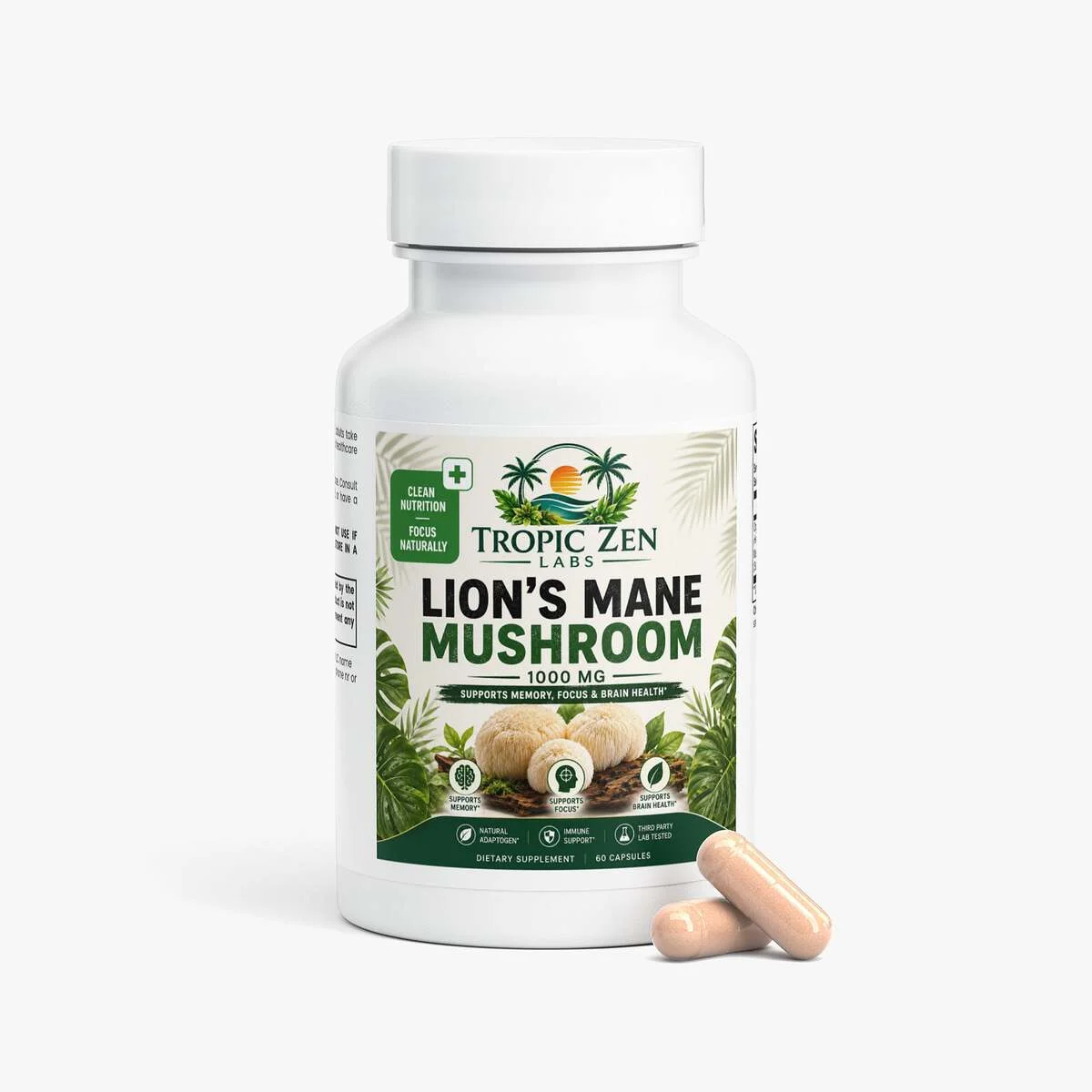 Lion's Mane Mushroom wellness product lifestyle image by TropicZen