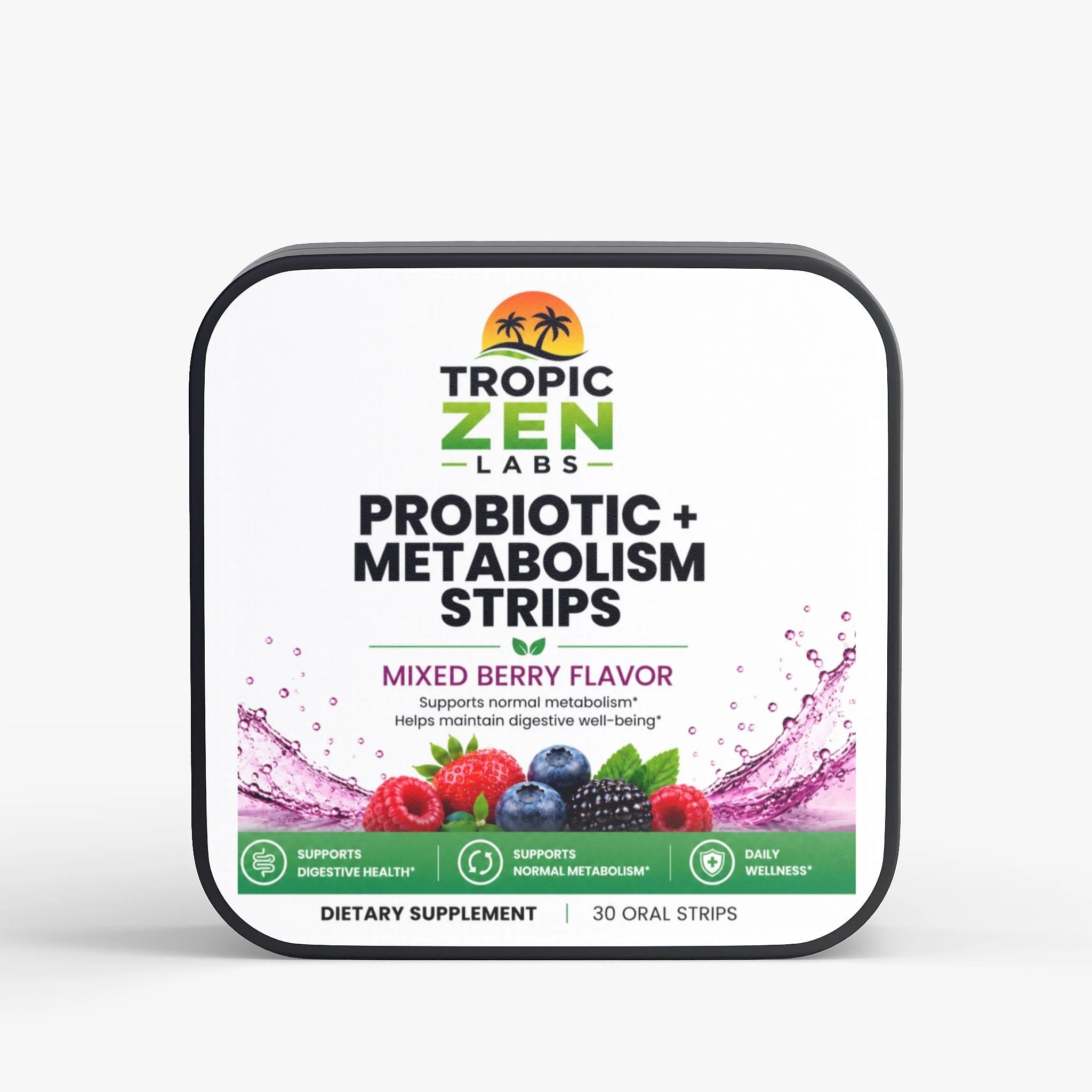 TropicZen Probiotic + Metabolism Strips product bottle