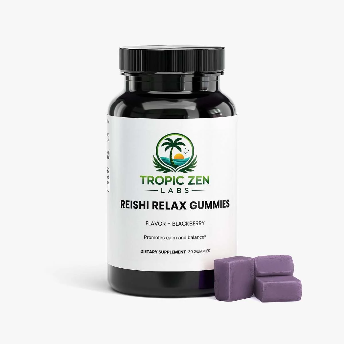 Reishi Relax Gummies wellness product lifestyle image by TropicZen